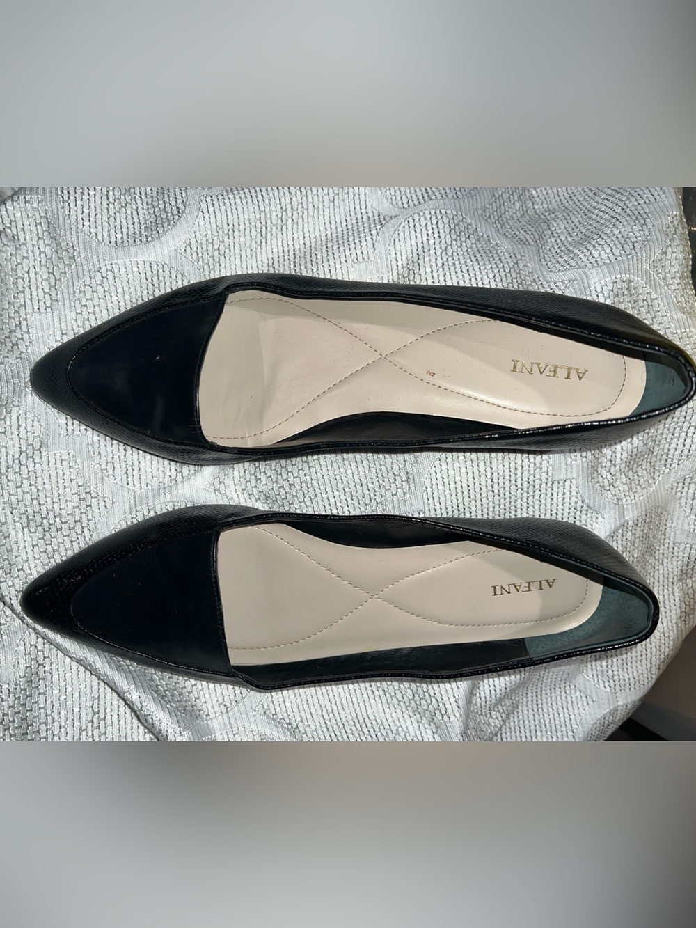 Alfani Black Pointed Toe Leather Flats